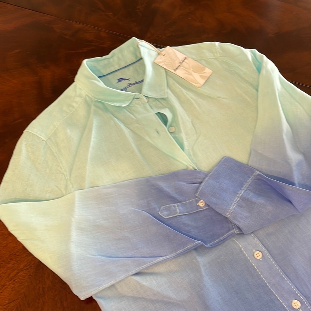 Tommy Bahama Aqua Ombre Linen Shirt.